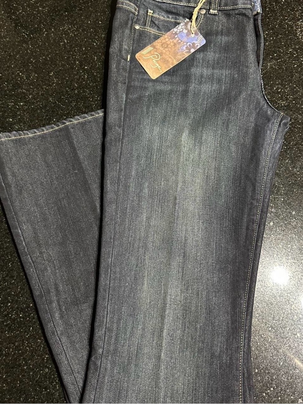 PAIGE Dark Wash Boot Cut Jeans